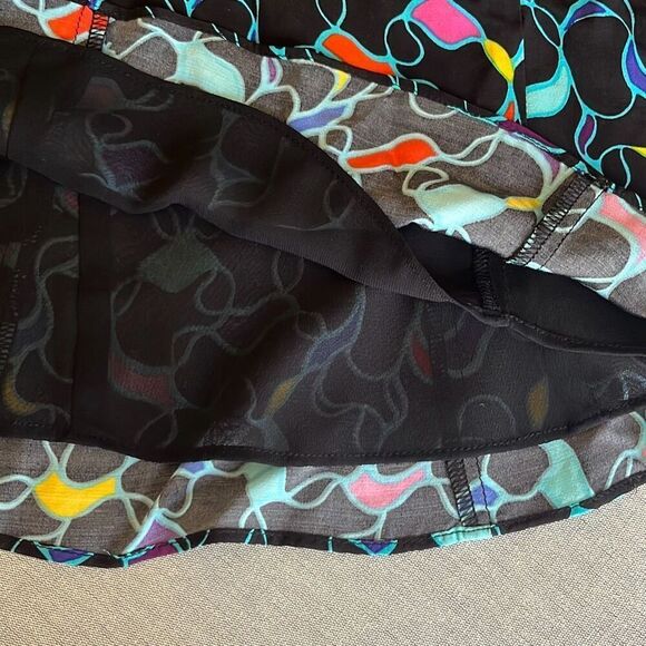 Staud Josephine Black Colorful Logo Print Side Zip Sweetheart Neck Top Blouse 12 - Picture 9 of 15